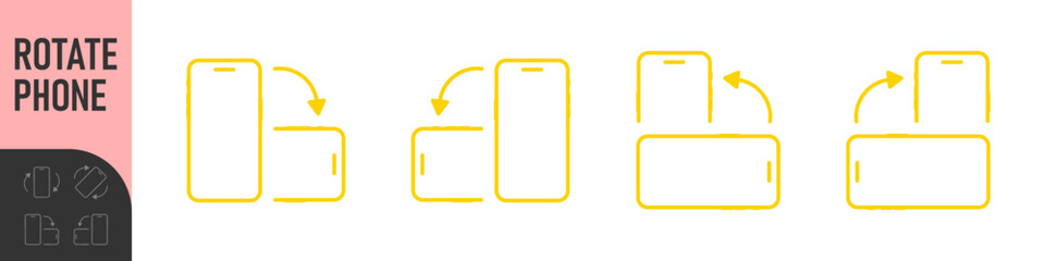 Rotate smartphone icon. Turn your mobile phone. Device rotation symbol. Rotate phone icon set vector illustration for web site or mobile app. Vector color illustration