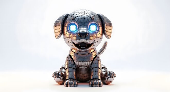 Cute 3D cartoon figurine of a robot cat character, isolated white vector illustration of a funny Halloween toy animal - Powered by Adobe