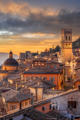 Fototapeta premium Assisi, Italy rooftop hilltop Old Town Skyline 1006