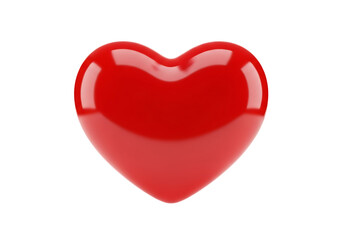 Glossy red heart shape isolated on transparent background