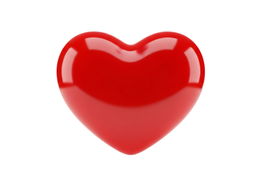 Glossy red heart shape isolated on transparent background - Powered by Adobe