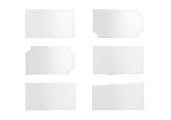 Six torn and cornered paper pieces isolated on transparent background