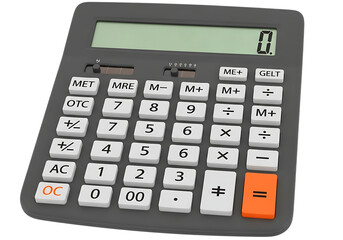 Gray electronic calculator isolated on transparent background