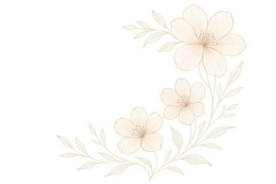 Elegant floral frame watercolor illustration with delicate beige petals and leaves, perfect for wedding invitations and branding