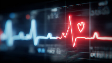 Heart rate graph forming a heart shape to express cardiovascular tracking, fitness goals and lifestyle awareness.
