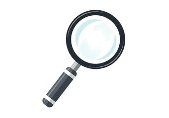 Magnifying glass with dark handle isolated on transparent background