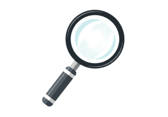 Magnifying glass with dark handle isolated on transparent background