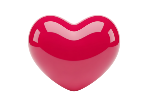 Shiny pink heart shape isolated on transparent background