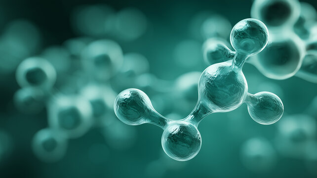 Molecular network cluster symbolizing chemical bonds, research, and advanced materials development for science and industry.
