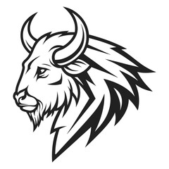 Bison Head Vector Logo Wild Buffalo Illustration, Strong Animal Mascot Design