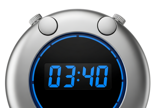 Digital stopwatch timer with blue display isolated on transparent background - Powered by Adobe