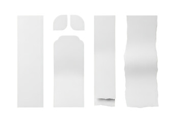 Torn white paper strips isolated on transparent background