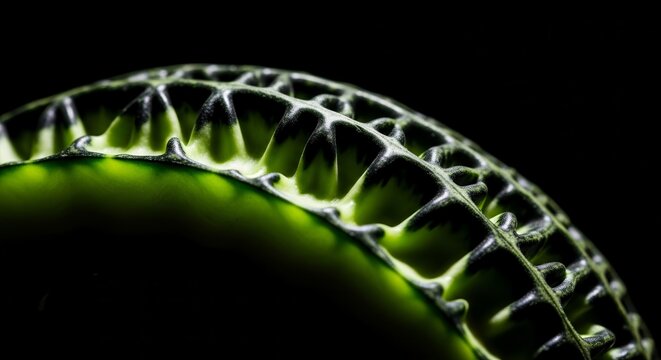 Abstract Macro Photography Of A Biological Structure On Black Background - Powered by Adobe