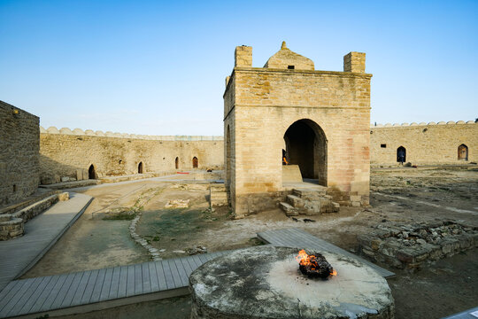 Fire temple in Baku, Ateshgah of Baku, in Azerbaijan. Landmark religious temple used as Zoroastrian place of worship