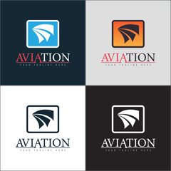 Aviation shapes plane flight wings logo set design template
