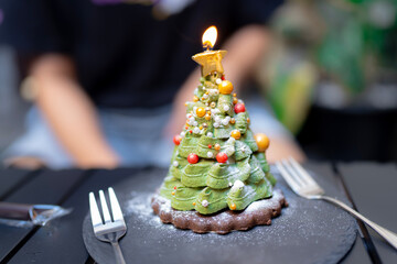 christmas cake with christmas tree