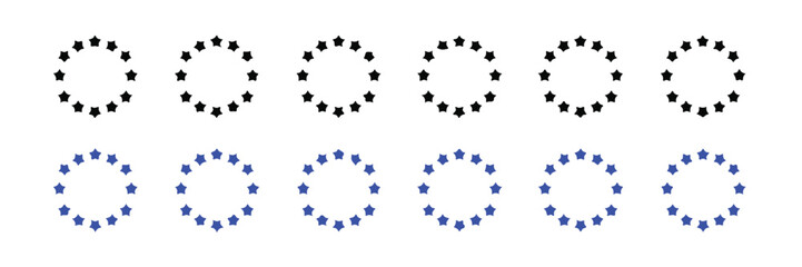 stars radial star arrangement twelve per ring black and blue vector