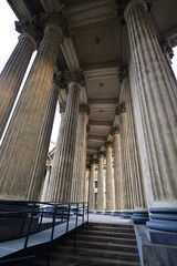 View of the huge colonnade of the Kazan Cathedral in St. Petersburg.
