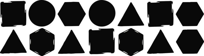 geometric shapes set twelve brushstroke polygon silhouettes for layouts