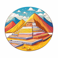 Stylized geometric of the Salt Mines of Maras, Peru