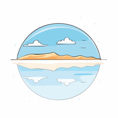 Salt flat reflecting blue sky and clouds perfectly at Salar de Uyuni