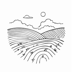 Contour Farming showing Crops Planted Along the Hills of a Landscape