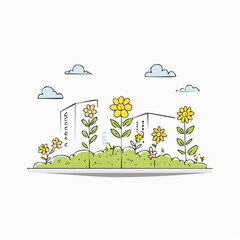 Urban rewilding project, wildflowers blooming in a vacant lot in Daytime