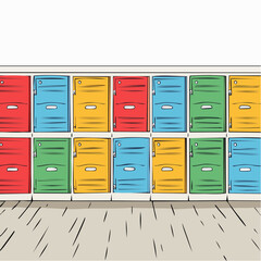 Rows of storage unit doors at a self storage facility interior