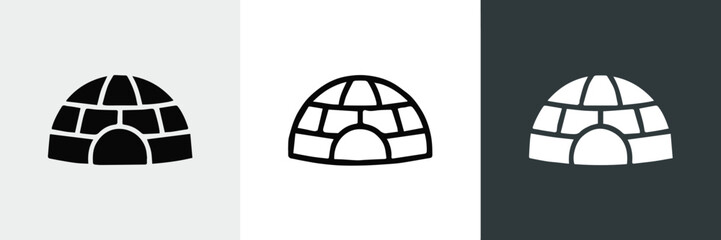 igloo vector trio solid outline and negative space versions
