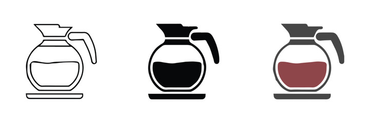 coffee carafe icons outline silhouette colored flat half level
