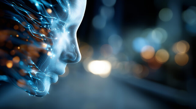 AI hallucination concept faceless AI lying and mistakes defocused LLM misinterpretation background big data errors artificial intelligence hallucination model reliability