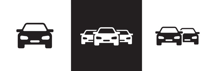 car icon set front and group vehicles traffic symbol vector kit