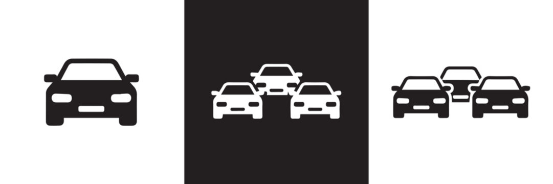 car icon front view and multiple cars traffic ui vector pack