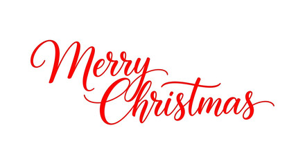 Red cursive calligraphy text merry christmas