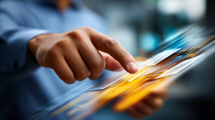 Datum data technology AI management visualization faceless document flow analysis defocused information background artificial intelligence processing neural network