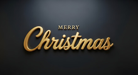 Obraz premium Elegant golden merry christmas text on a dark textured background, perfect for holiday greetings and festive designs