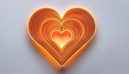 Minimal Glowing Orange Heart Outline On White Background Suitable For Tech Themed Love Branding Modern Valentine Graphics And Elegant Romantic Designs