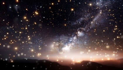 Night Starry Skies With Twinkling And Blinking Stars Abstract Dark 3D Illustration With Glowing Stars Or Particles Space Science Background Of Black Sky In Starry Night In Uhd 4K