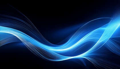 Fototapeta premium Abstract Flowing Blue Light Waves Against A Dark Background Digital Art Glowing With Futuristic Luminous Motion Energy And Smooth Dynamic Flow