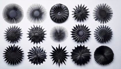 Collection Of Black Starburst Shapes Including Circular And Jagged Designs Perfect For Price Tags Sale Stickers And Discount Labels Vector Illustration For Marketing Materials And Branding