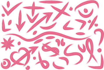 Hand-Drawn Brush Stroke Icons and Decorative Elements