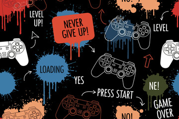 Gaming Background Game Controller Pattern, Digital Illustration