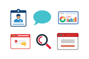 Set of Website UI Icons, Flat icons for web and mobile applications, Flat Design Styles on White Background.