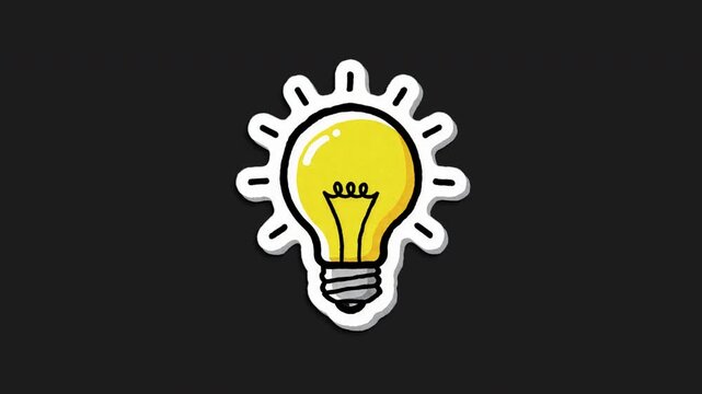 Big Light Bulb Wiggle Sticker, Doodle Style