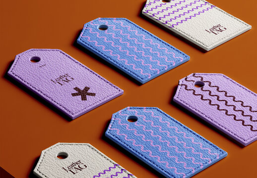 Stylish Leather Tags Mockup