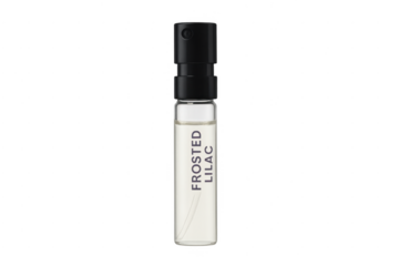 Frosted lilac perfume sample vial for fragrance testing
