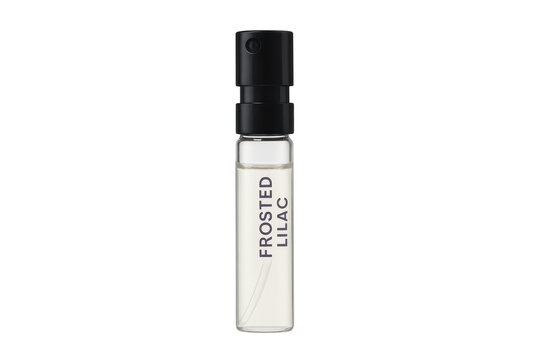 Frosted lilac perfume sample vial for fragrance testing