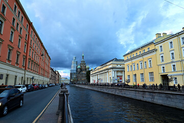 View of the Cathedral of the Savior on Spilled Blood in Saint Petersburg.