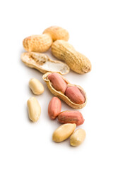 Peanuts in shell. Groundnuts isolated on white background.