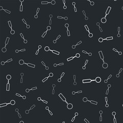 Grey Dental inspection mirror icon isolated seamless pattern on black background. Tool dental checkup. Vector